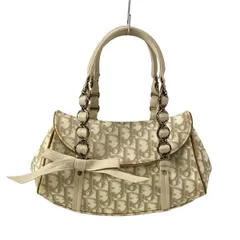 ディオール/クリスチャンディオール ハンドバッグ ロマンティック/トロッター ベージュ×アイボリー チェーンハンドル レザー