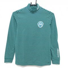 美品】ジャックバニー 長袖ハイネックシャツ グリーン×白 ボーダー