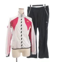 アディダス adidas CLIMA PROOF セット ジャージ パンツ 白 ホワイト 黒 ブラック ピンク S ■FF