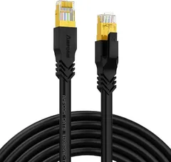 AMPCOM CAT8準拠STP 高速 LANケーブル 40Gbps/2000MHz FLUKE フルーク 認証 次世代 カテゴリー8 RJ45 有線ラン カテ8 ネット コード イーサネットケーブル 40ギガビット (黒、ブラック,  3M)