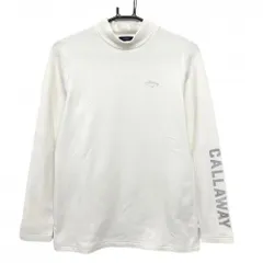 【超美品】キャロウェイ 長袖ハイネックシャツ 白系 裏微起毛 ストレッチ 袖ロゴ レディース LL ゴルフウェア 2024年モデル Callaway