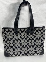 COACH ミニシグネチャー トートバッグ A4収納可 黒×茶 6621 - メルカリ