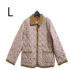 ●新品/中綿/ジャケット/L/ジャンパー/花柄/リーフ/グレー/ブラウン/レディース●あ1006