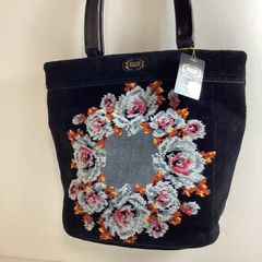 フェイラー ハンドバッグ シュニール織 花柄 取手プラスチック マチ 