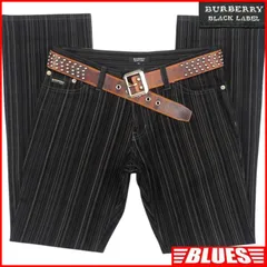BURBERRY BLACK LABE バーバリーブラックレーベル ストライプパンツ W30 ノバチェック メンズ 76 廃盤 黒 刺繍 コットン バーバリー_ウエスト78cmから82cm一覧←SEULB屋着古← TY4209