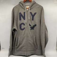 EF1218-3-2 【XL】American Eagle NYCパーカー グレー ヴィンテージ風 フリース素材