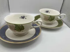 【NARUMI】 葡萄　グリーン　ブルー　カップ&ソーサー　2客