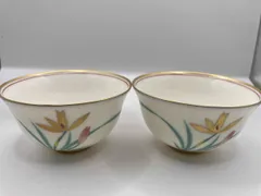 【香蘭社】金彩　蘭　湯呑み　2客