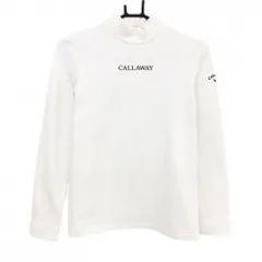 キャロウェイ 長袖ハイネックシャツ 白×黒 フロントロゴ 裏微起毛 レディース M ゴルフウェア Callaway