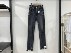 Upper hights アッパーハイツ デニムパンツ ジーンズ サイズ23 黒 ブラック コットン100% レディース ダメージ加工 日本製