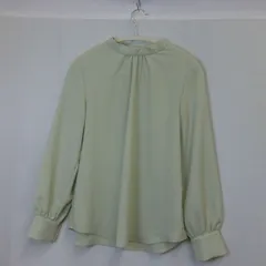 GU ジーユー スタンドカラーブラウス 長袖 グリーン Mサイズ 〇□