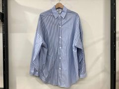 美品CULLNI 別注長袖シャツスイッチングシャツ ストライプブルーグリーン 美品CULLNI 別注長袖シャツスイッチングシャツ ストライプブルー