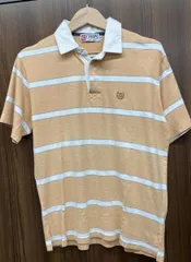 CHAPS RALPH LAUREN / チャップス ラルフローレン ボーダー オレンジ ホワイト 半袖ポロシャツ サイズM