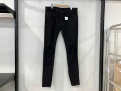 mnml ミニマル デニムパンツ クラッシュデニム ジーンズ サイズ32 黒 ブラック メンズ 裾ジップ ダメージ加工 ボタンフライ ストレッチ