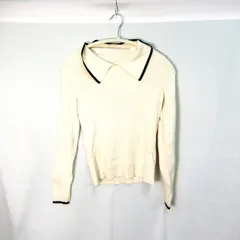 GU ジーユー リブバイカラーセーター 長袖 ホワイト×ブラック Mサイズ 〇◇