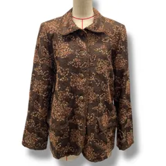 Leilian レリアン シャツジャケット 花柄 フラワー 刺繍 レース 羽織り 肩パッド 長袖 ウール 4018452 茶色 ブラウン 9号 レディース 秋 冬 ゴーゴー古着マルイファミリー溝口店 16 No.355