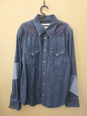 CK JEANS カルバン・クライン ジーン パッチワーク デニム ウェスタン シャツ M