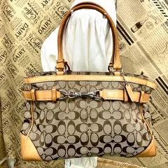 コーチ ハンド トートバッグ シグネチャー ビジネス 旅行 ベージュFZ203