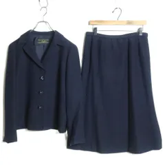 【美品】レリアン★スーツ ジャケット&スカート 大きいサイズ13+ ネイビー系 ラメ入り♪z16784