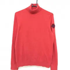 パーリーゲイツ タートルネックセーター レッド 袖ロゴワッペン ニット レディース 2(L) ゴルフウェア PEARLY GATES