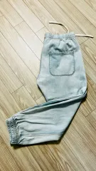 ライトブルー バギー デニム ジョガー パンツ