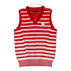 サイズ：M CALLAWAY キャロウェイ  Vネックニットベスト ウール混 ボーダー柄 レッド系 [240101585491] ゴルフウェア レディース ストスト