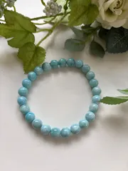 1点もの　ラリマーブレスレット　8mm内周17.5cm