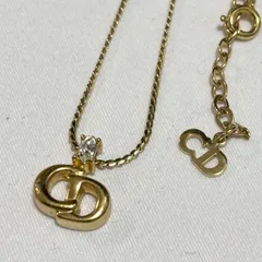 【送料無料】Christian Dior/クリスチャンディオール/CDロゴネックレス/ストーン/ゴールドトーンメタル/ヴィンテージ/ペンダント/中古品