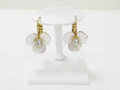 kate spade ケイトスペード ディスコ パンジー レバーバックピアス 花モチーフ ラインストーン シェル風 ゴールドカラー 両耳用 レディース アクセサリー ブランド ■質屋 かんてい局 金沢バイパス店■B25-2808