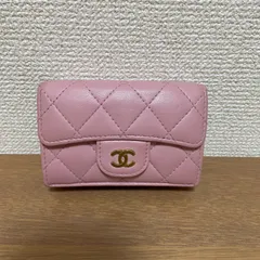【美品】シャネル　マトラッセ　ラムスキン三つ折り財布