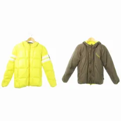 ビラボン BILLABONG ダウンジャケット リバーシブル フーディー ダブルジップ ライン ロゴ M 黄 イエロー /AO10 ■GY01