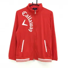 【超美品】キャロウェイ ジャケットブルゾン レッド×白 ダブルジップ 裾ライン レディース LL ゴルフウェア Callaway