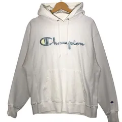 Champion/チャンピオン REVERSE WEAVE リバースウィーブ 単色青タグ パーカー フーディー プルオーバー フロント刺繍 HONDURAS製 Lサイズ ホワイト