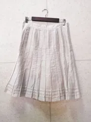 COMME CA DU MODE コムサデモード リネンスカート プリーツ風 ひざ丈 無地 ベージュ系 13サイズ