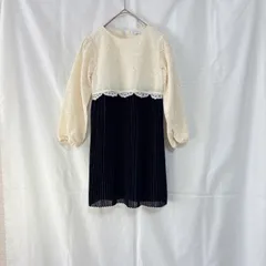 美品 UNITED ARROWS green label relaxing ユナイテッドアローズ  女の子 子供用 ワンピース 125㎝ ホワイト ネイビー レース プリーツ かわいい おしゃれ 発表会 結婚式 セレモニー フォーマル 入学式 入園式 卒園式