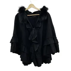 TO BE CHIC(トゥービーシック) ポンチョ レディース美品  - 黒 フォックス/フリル/ファー着脱可/秋/冬