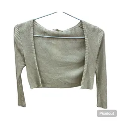 ポールカ PAULE KA ニット カーディガン ゴールド S レディース 七分袖 リブ編み ラメ加工 ボレロ 【MN69】2000000043043のサムネイル