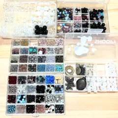 ビーズ　アクセサリーパーツ　パール　材料　素材　セット　大量　多色　カラフル　まとめ売り　DIY　ハンドメイド　丸小ビーズ　キッズ　大人　手作り　裁縫道具　ガラスビース　【中古】【送料無料】