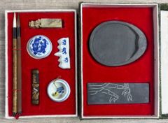 中国金墨硯 書道用具セット 龍彫刻 筆 墨 水滴 - メルカリ