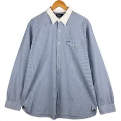 古着 ラルフローレン Ralph Lauren POLO by Ralph Lauren ストライプ柄 クレリックシャツ メンズXL相当/eaa598101