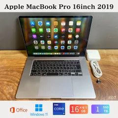 ［良品］Apple MacBook Pro 16inch 2019/Core i9 2.3GHz/メモリ16GB/SSD1TB/Windows11/Office 2024/Ri607