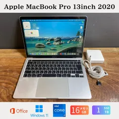 ［美品］Apple MacBook Pro 13inch 2020/Core i7 2.3GHz/メモリ16GB/SSD1TB/Windows11/Office 2024/Ri608