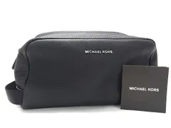 新古未使用展示品 MICHAEL KORS マイケルコース セカンドバッグ ハドソン トラベルポーチ 33F4LHDV1L ブラック レザー メンズ クラッチバッグ