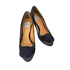 ランバンオンブルー LANVIN en Bleu リボン スエード ヒールパンプス レディース JPN：24 