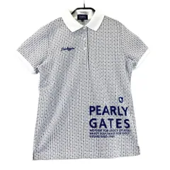 サイズ：1 PEARLY GATES パーリーゲイツ 2023年モデル 半袖ポロシャツ ロゴ 総柄 ホワイト系 [240101567754] ゴルフウェア レディース ストスト