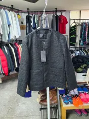 MUSINSA ムシンサ ウール ノーカラー ジャケット ブラック (1321)