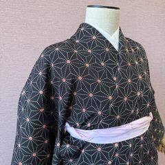 小紋 洗える着物 縦縞 麻の葉 お洒落 着物 037k - メルカリ