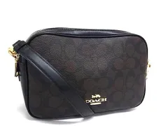COACH コーチ ショルダーバッグ ジェス クロスボディ F68168 ブラウン系×ブラック系 PVC×レザー レディース ゴールド金具 超美品