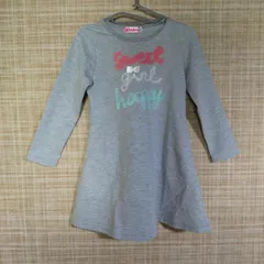 M1-02340【Kids】Kiss Drop(キスドロップ) 長袖 ワンピース 女の子 (110) / グレー 全体的に毛羽立ち有 K