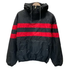 POLO by RALPH LAUREN　ブルゾン　ハーフジップ　フード　プルオーバー　アウター　バイカラー　パネルボーダー　裏地フリース　古着